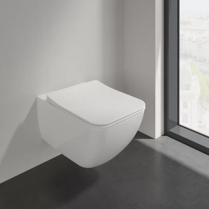 Фото Унитаз подвесной Villeroy & Boch Venticello 4611RSR1, безободковый, с сиденьем с микролифтом, белый глянцевый