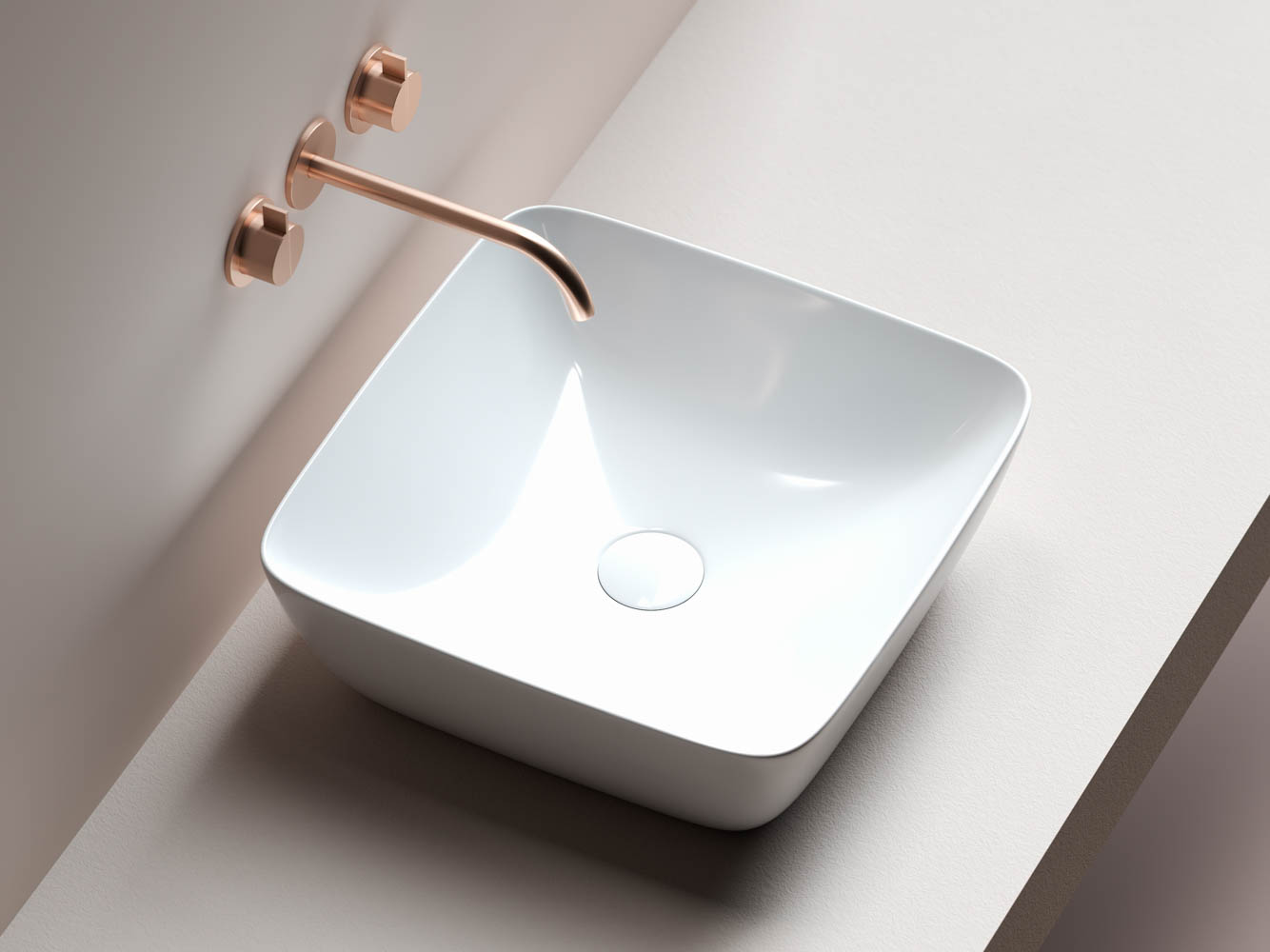 Фото Раковина Ceramicanova Forma CN2002 накладная 42 × 42 × 14,5 см, белый глянцевый