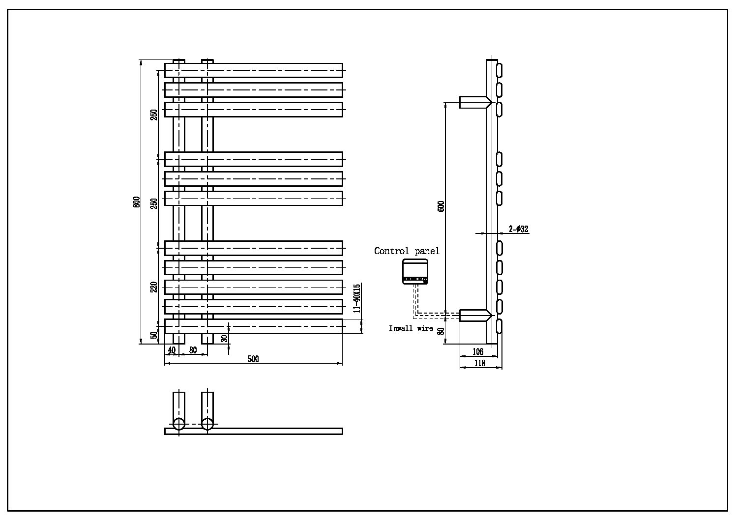 Фото Полотенцесушитель Boheme Venturo 723-CR электрический, хром глянец h80x50 см
