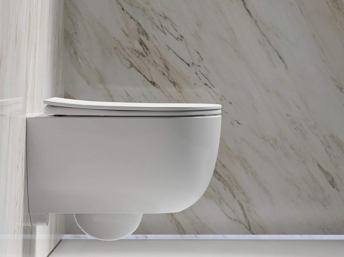 Фото Унитаз Ceramicanova Modena CN6063 безободковый с сиденьем подвесной, белый глянцевый