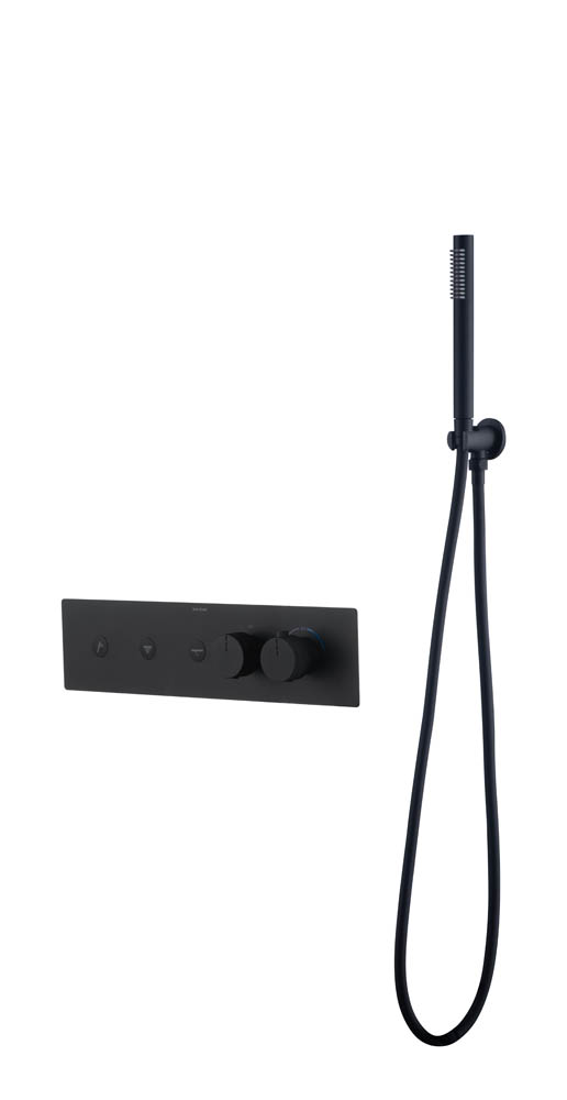 Фото Смеситель для душа Boheme Fusion 131-SYS-B с термостатом на 3 выхода черный матовый