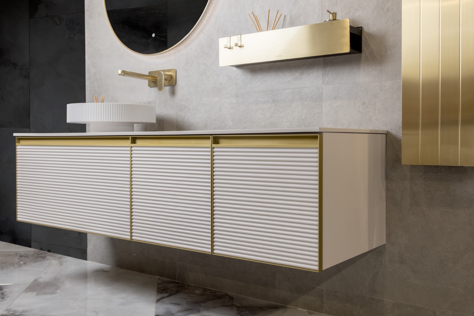 Фото Раковина Boheme Sole 801-R-MW накладная круглая рифленая 40 см, Matte White (белый матовый)