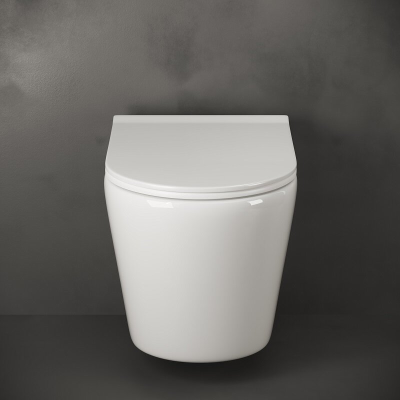 Фото Унитаз Ceramicanova Highlight CN1804 безободковый с сиденьем подвесной, белый глянцевый