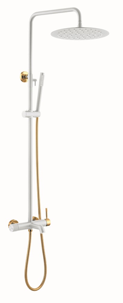 Фото Душевая стойка Boheme Uno 468-WG белый матовый/золото глянец