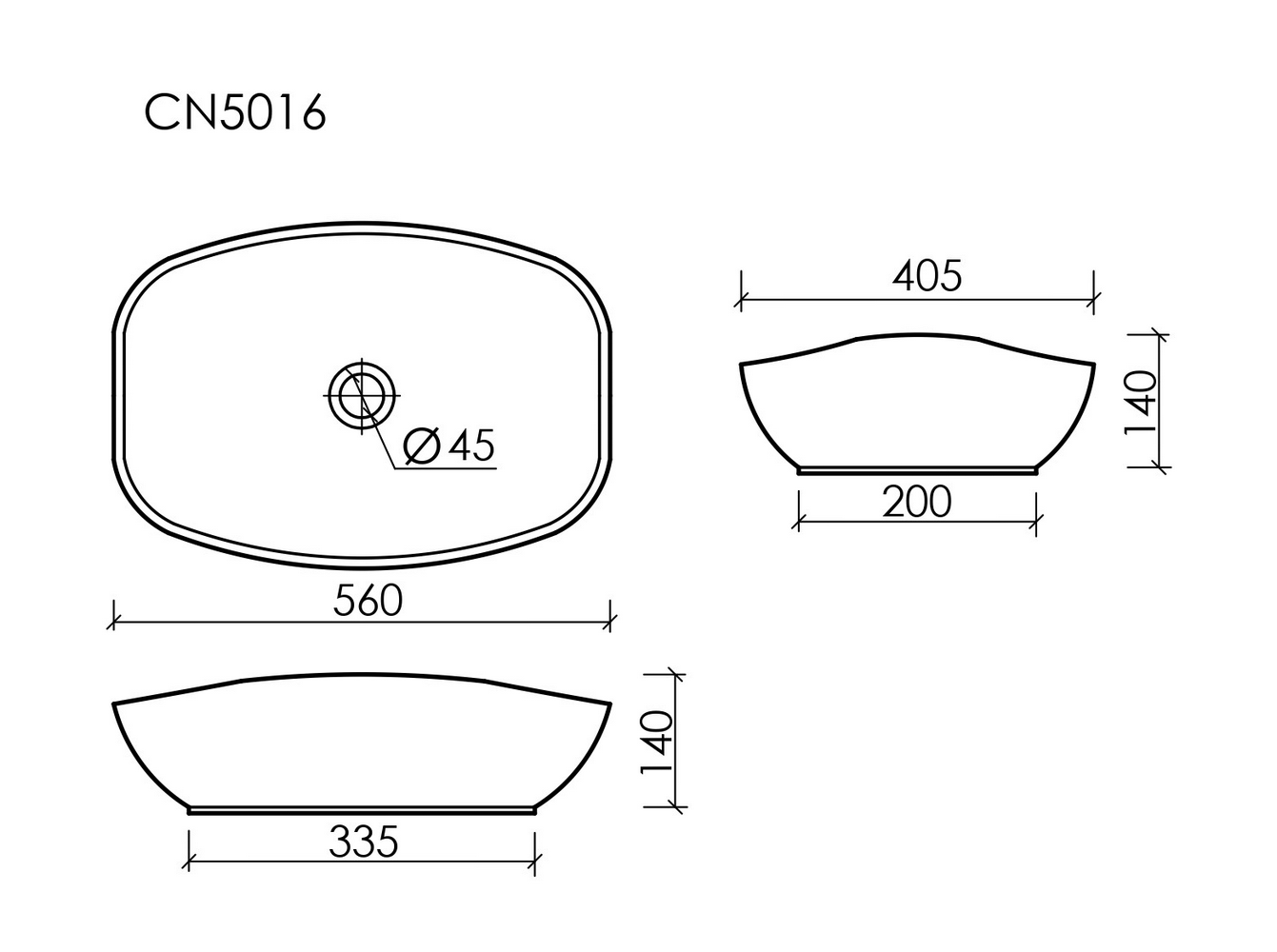 Фото Раковина Ceramicanova Element CN5016 накладная 56 × 40 × 14 см, белый глянцевый