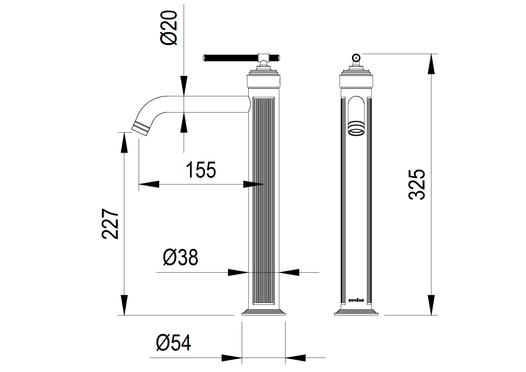 Фото Смеситель для раковины Boheme Eterna 172-CR высокий хром глянец