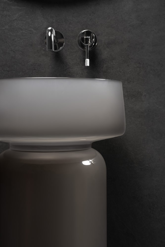 Фото Раковина Boheme Glow Smoke 810-GS-L накладная круглая 40 см, Luna (дымчато-серый)