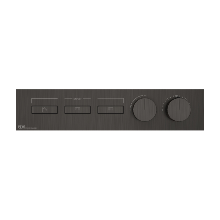 Фото Смеситель Gessi Hi-Fi 63014#707 для душа термостат с переключателем на 3 потока, черный хром браш pvd