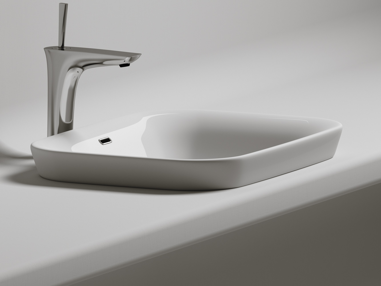 Фото Раковина Ceramicanova Element CN6041 встраиваемая сверху 58 × 40 × 15 см, белый глянцевый