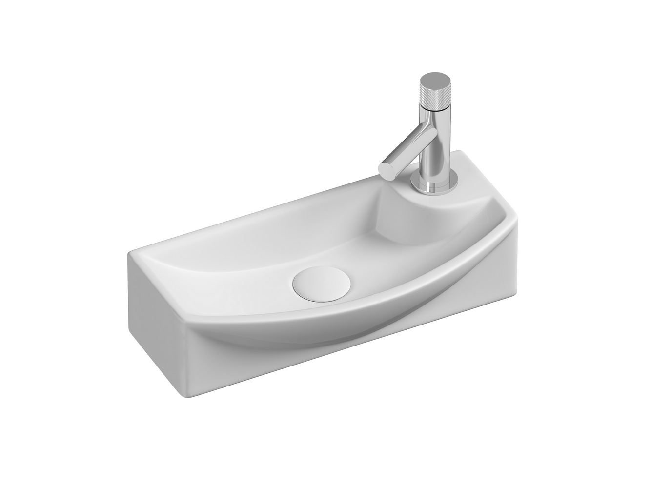 Фото Раковина Ceramicanova Element CN6038L подвесная 45,5 × 22 × 13 см, белый глянцевый
