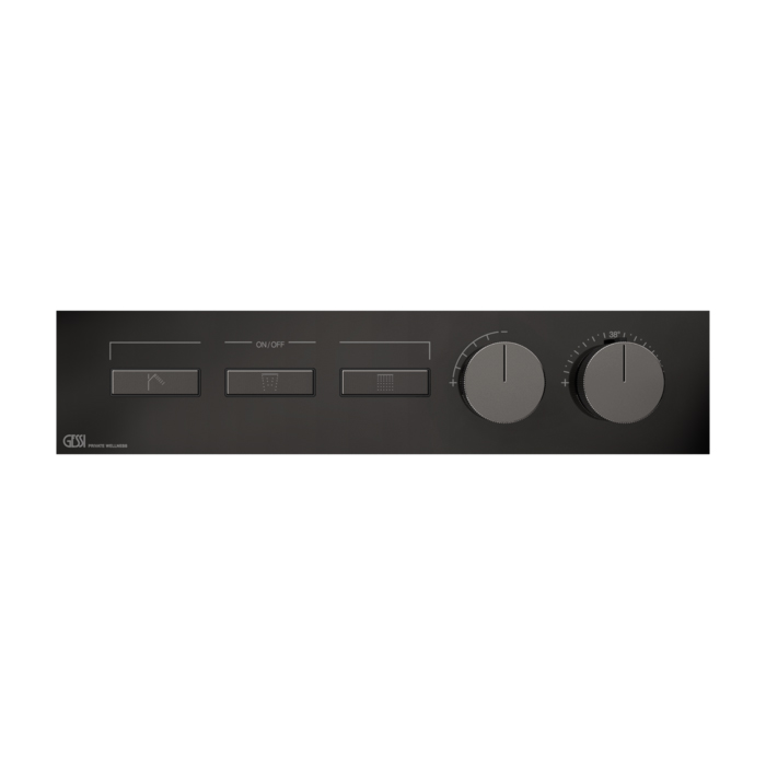 Фото Смеситель Gessi Hi-Fi 63014#706 для душа термостатс переключателем на 3 потока, черный хром глянец pvd