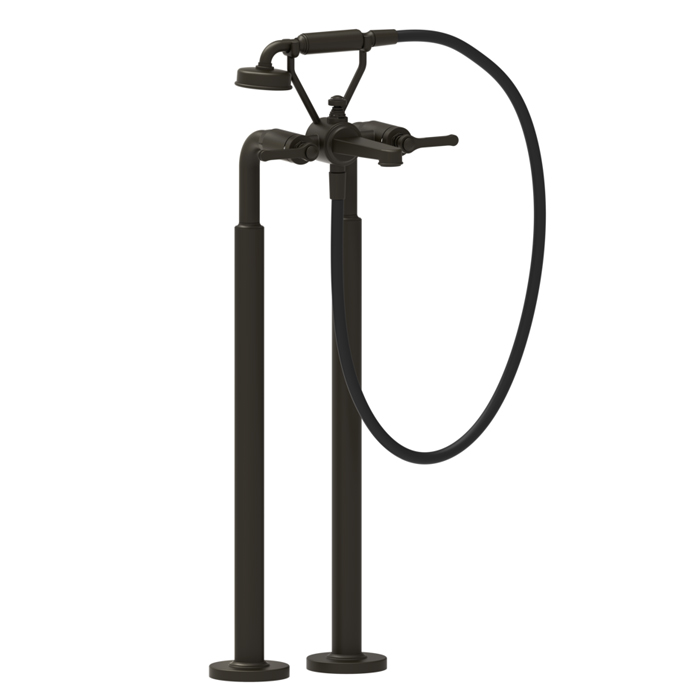 Фото Смеситель Gessi Venti20 65128#187 напольный для ванны с душем, чернёная бронза
