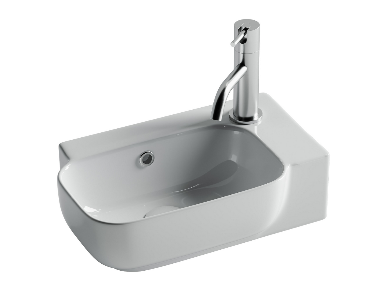 Фото Раковина Ceramicanova Element CN6074L подвесная 40,3 × 24,9 × 14 см, белый глянцевый