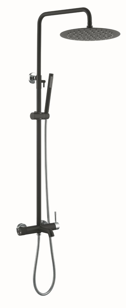 Фото Душевая стойка Boheme Uno 468-BCR черный матовый/хром глянец