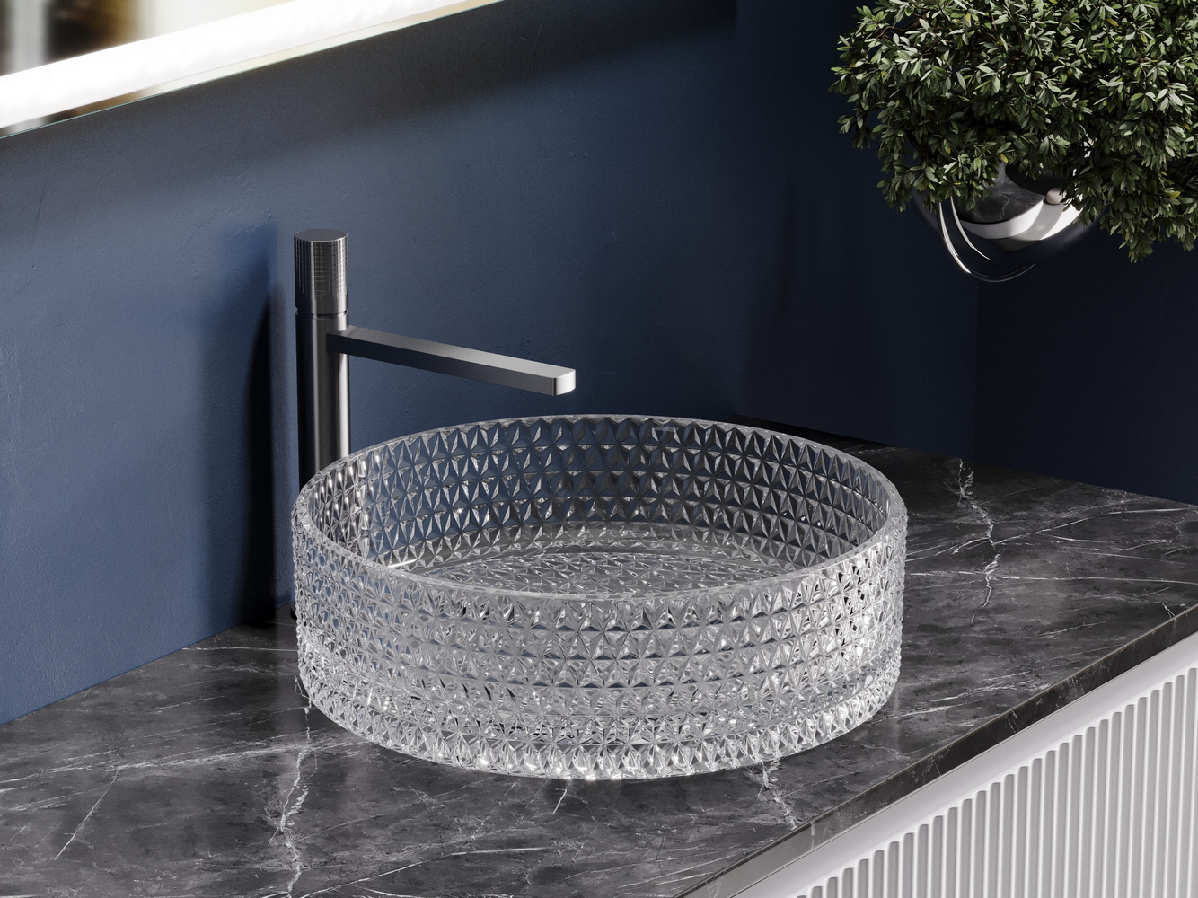 Фото Раковина Ceramicanova Cristal CN6062 накладная 36 × 36 × 11,2 см, прозрачная глянцевая