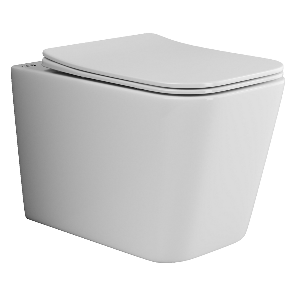 Фото Унитаз Ceramicanova Cubic CN1806 безободковый с сиденьем подвесной, белый глянцевый