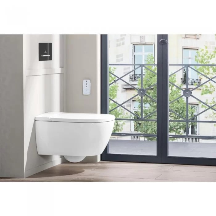 Фото Унитаз-биде подвесной Villeroy & Boch Viclean V0E100R1, с сиденьем с микролифтом, белый глянцевый