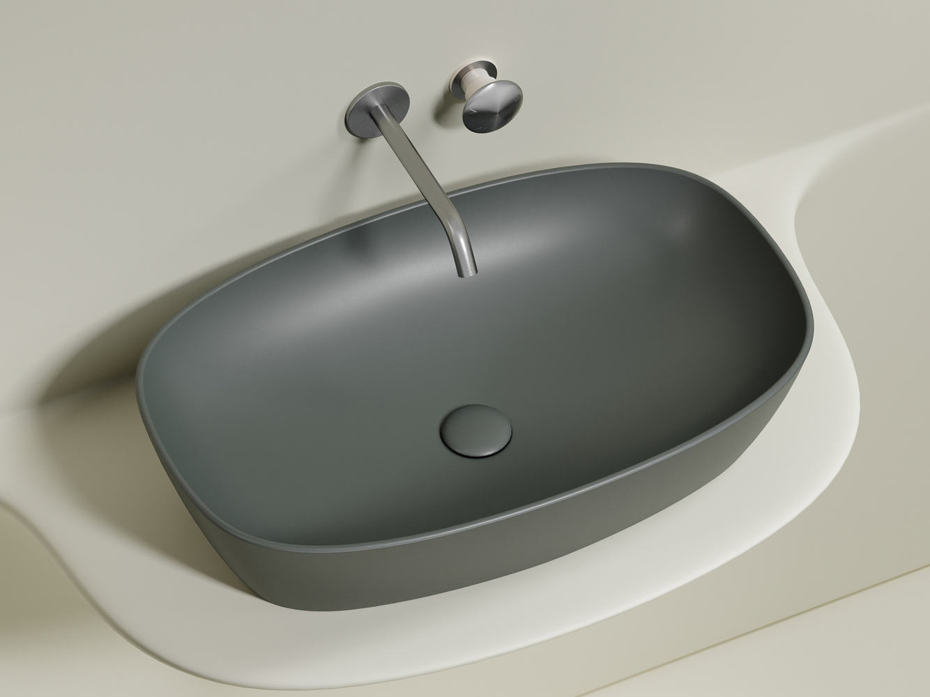 Фото Раковина Ceramicanova Element CN6049MH накладная 61 × 38,5 × 14 см, антрацит матовый