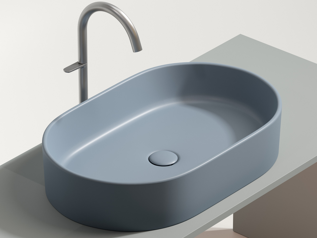 Фото Раковина Ceramicanova Element CN6048MHL накладная 60 × 38,5 × 12,2 см, серо-голубой матовый