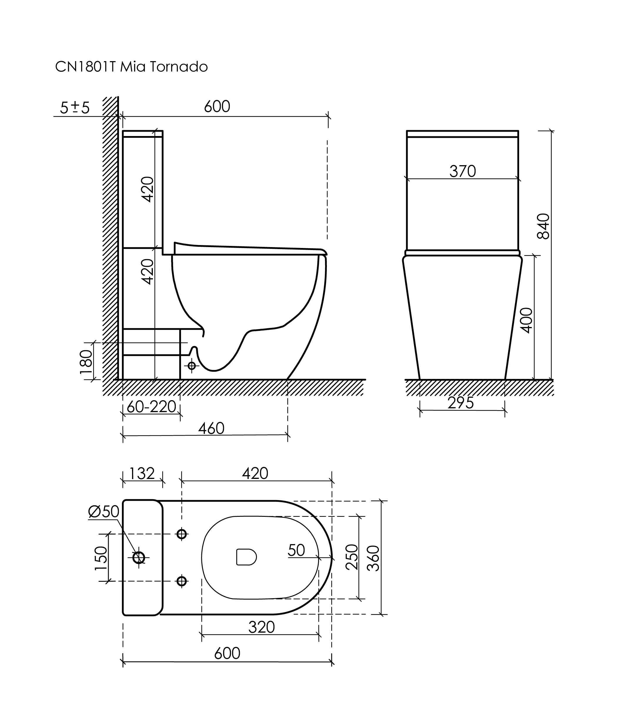 Фото Унитаз Ceramicanova Mia CN1801T с сиденьем с бачком компакт, белый глянцевый