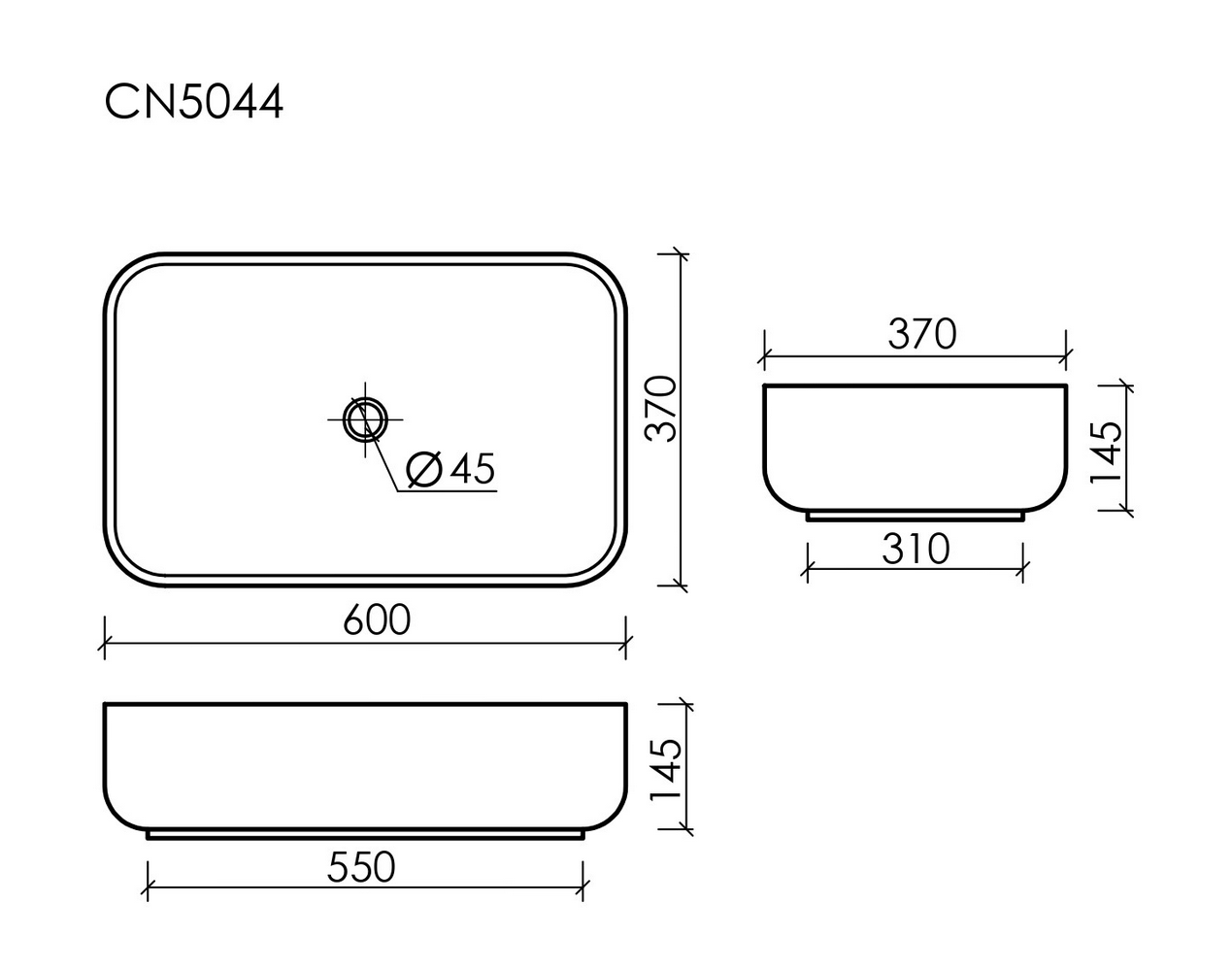 Фото Раковина Ceramicanova Element CN5044 накладная 60,5 × 37,5 × 14,5 см, белый глянцевый