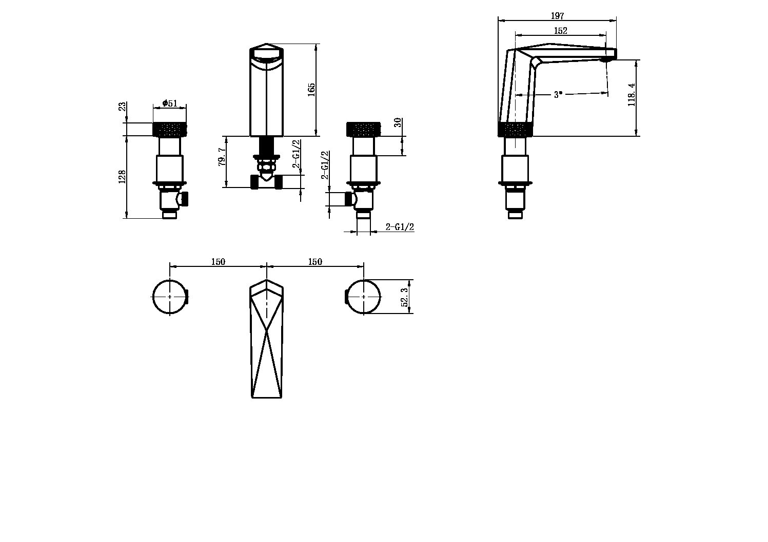 Фото Смеситель для раковины Boheme Venturo 150-B-TOUCH черный матовый