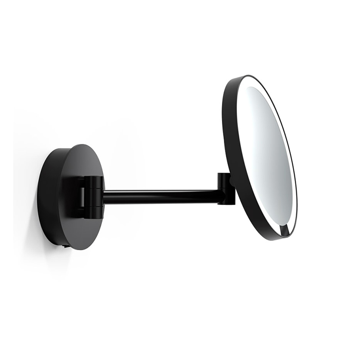 Фото Зеркало Decor Walther Round 0125660 косметическое подвесное с подсветкой увел 5x, черный матовый