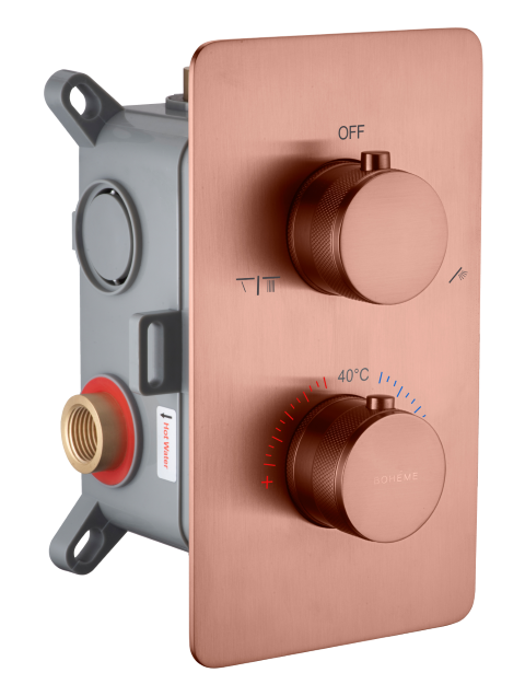Фото Смеситель для душа Boheme Cell 134-2-CB термостат на 2 потока медь браш