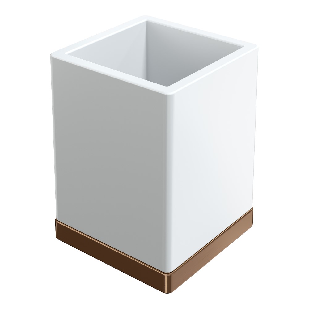 Фото Стакан Boheme Qubic 10961-BRB  настольный, Brushed Bronze, янтарная бронза матовая