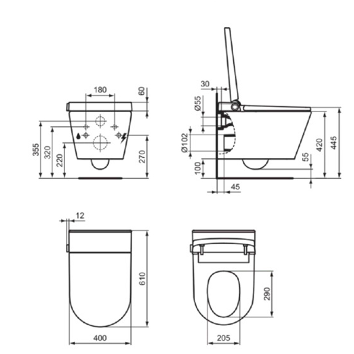 Фото Унитаз-биде подвесной Ideal Standard I.life K875501, безободковый, с сиденьем, белый глянцевый