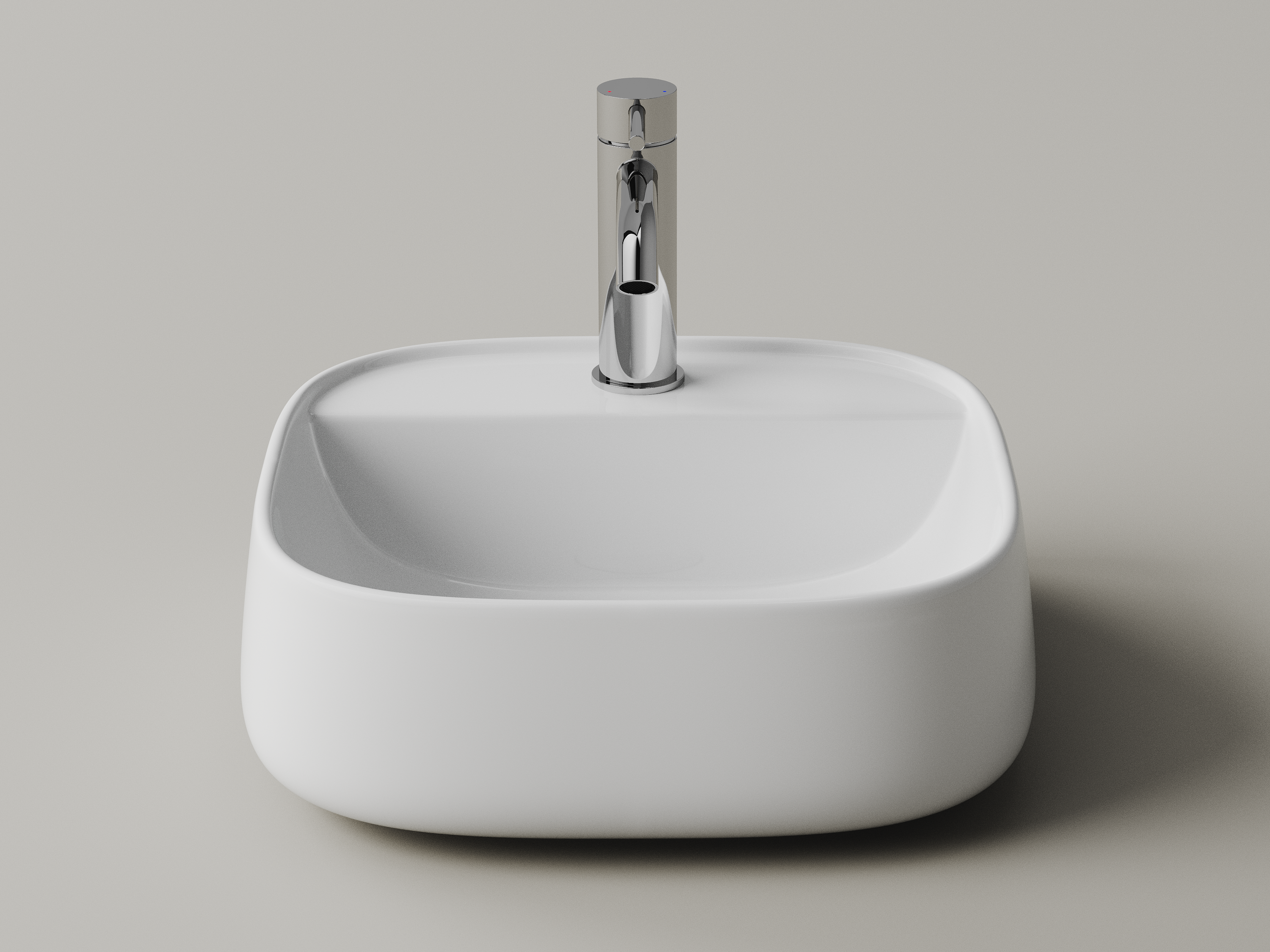 Фото Раковина Ceramicanova Fonte CN5052 накладная 40 × 40,5 × 13 см, белый глянцевый