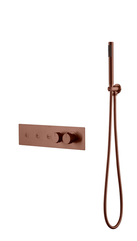 Фото Смеситель для душа Boheme Fusion 131-SYS-BRB с термостатом на 3 выхода brushed bronze, янтарная бронза матовая