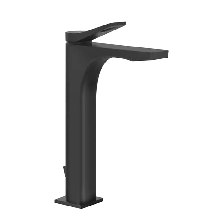 Фото Смеситель Gessi Rilievo 59009#299 для раковины с донным клапаном, черный матовый