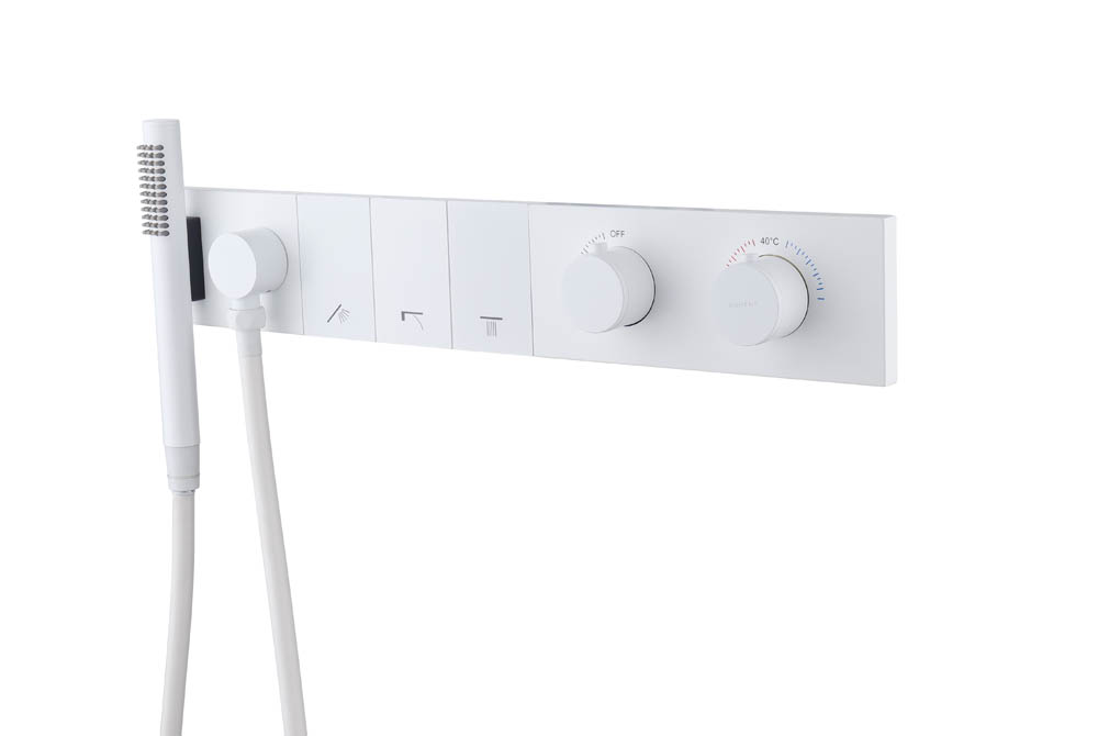 Фото Смеситель для душа Boheme Zodiac 133-SYS-MW с термостатом на 3 выхода белый матовый