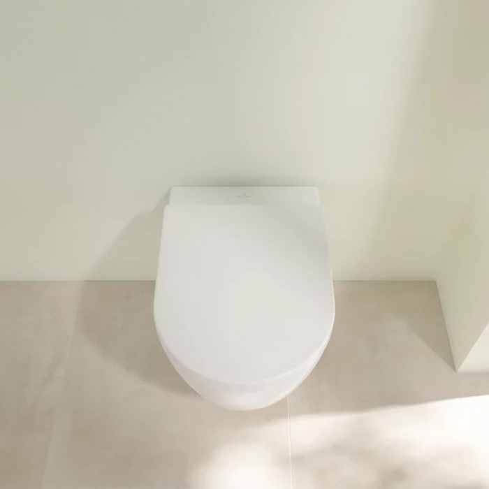 Фото Унитаз подвесной Villeroy & Boch Avento 5656HR01, безободковый, с сиденьем с микролифтом, белый глянцевый
