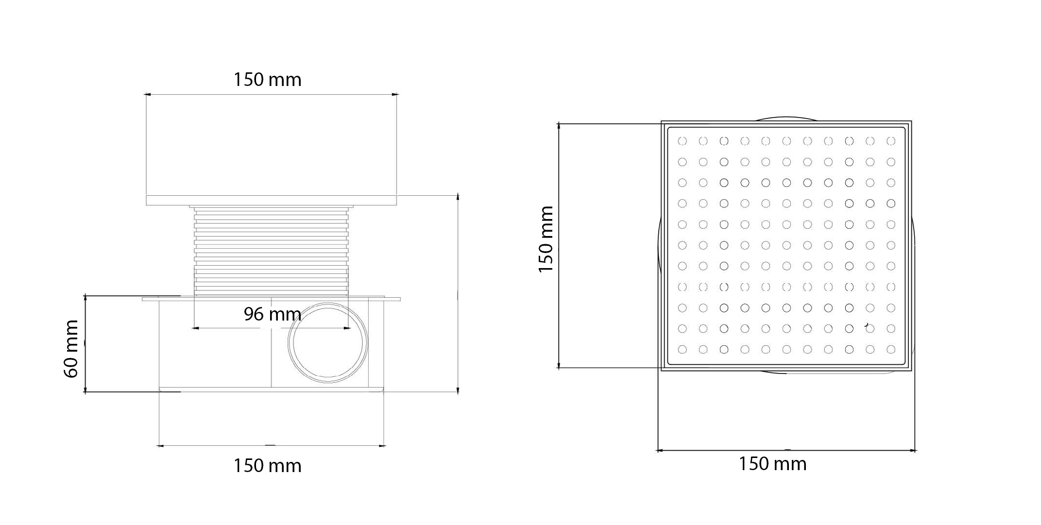 Фото Душевой трап Boheme Smart Design 984-15-B, 10x10 см, черный матовый