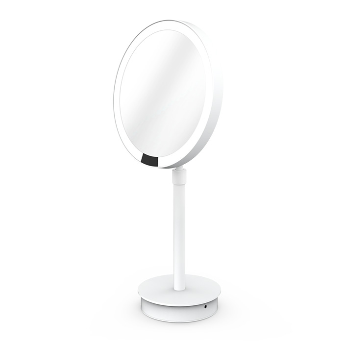 Фото Зеркало Decor Walther Round 0121950 косметическое настольное с подсветкой увел 5x, белый матовый