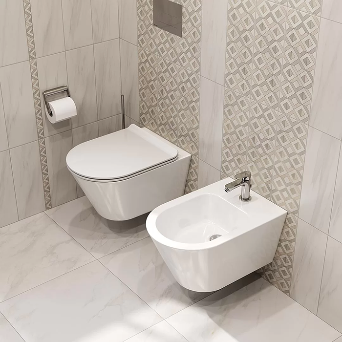 Фото Унитаз подвесной Kerama Marazzi Plaza Modern KMPMWc53GWh2, безободковый, без сиденья, белый глянцевый