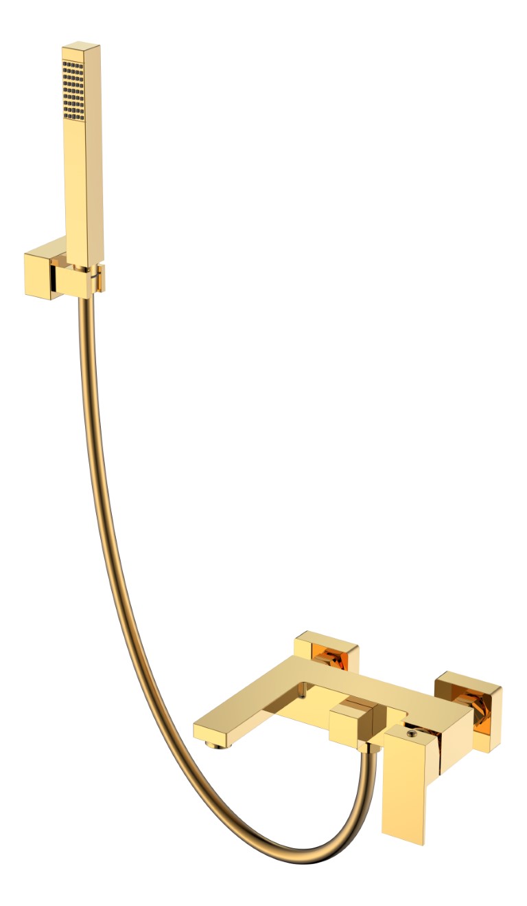 Фото Смеситель для ванны Boheme Qubic 473-G золото