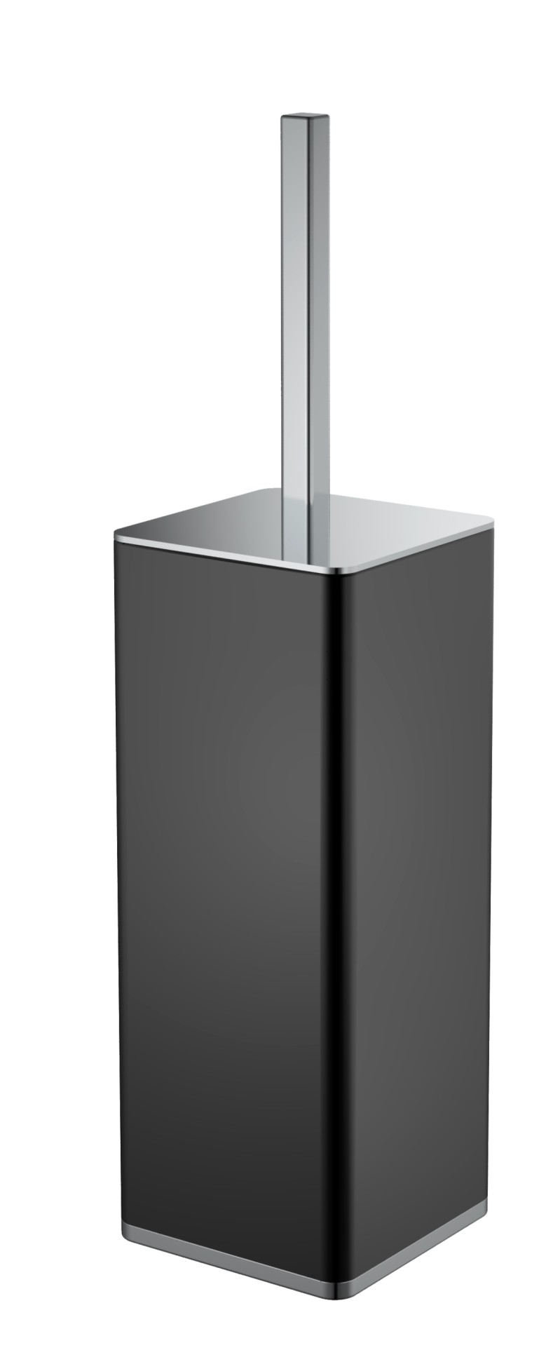 Ершик для унитаза Boheme Qubic 10949-B-CR напольный, матовый черный/глянцевый хром