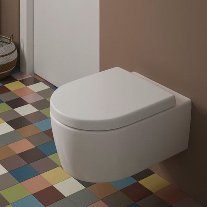 Фото Унитаз подвесной Villeroy & Boch Avento 5656HR01, безободковый, с сиденьем с микролифтом, белый глянцевый