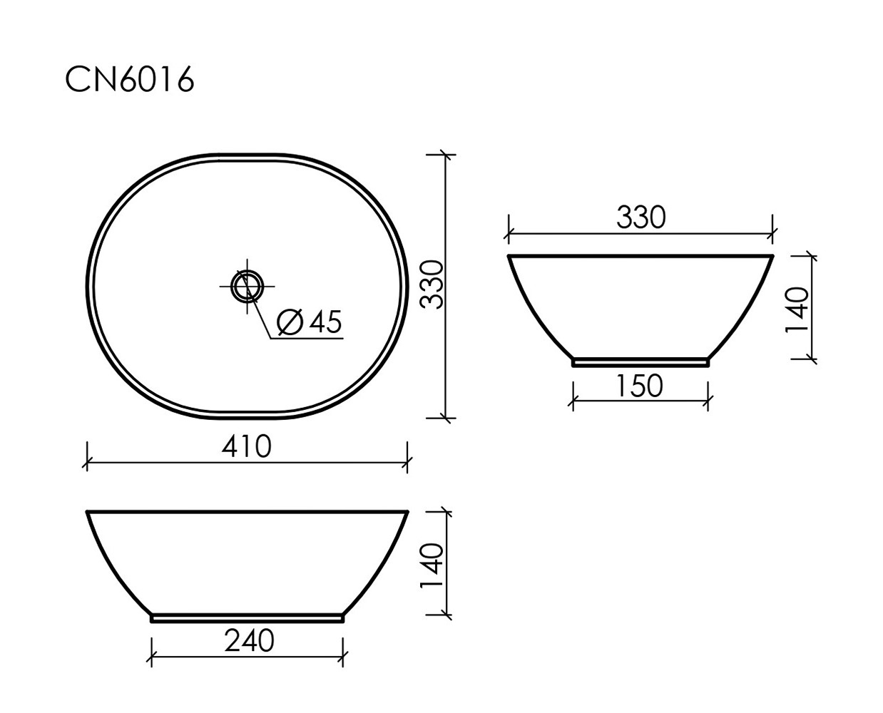 Фото Раковина Ceramicanova Element CN6016 накладная 40,5 × 33 × 14 см, белый глянцевый