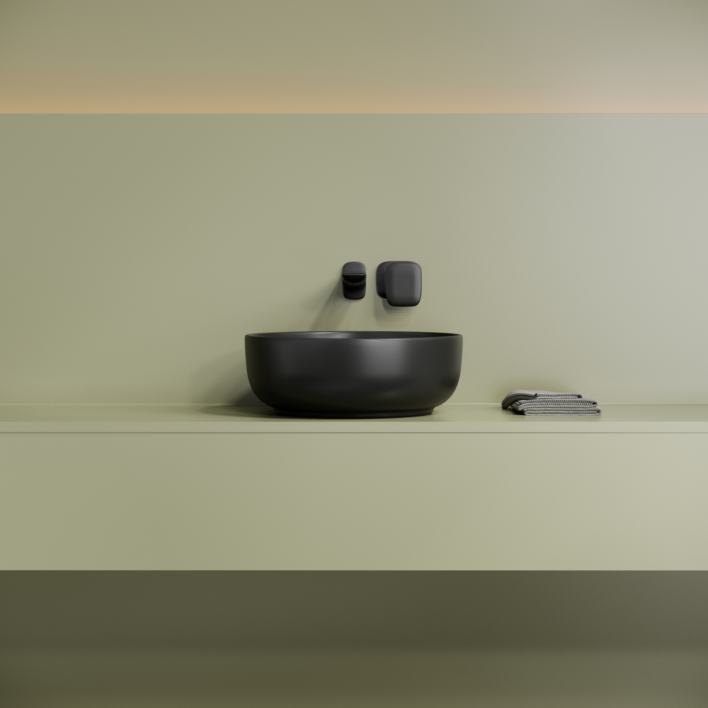 Фото Раковина Ceramicanova Taycan CN12003MB накладная 37,5 × 37,5 × 14 см, черный матовый