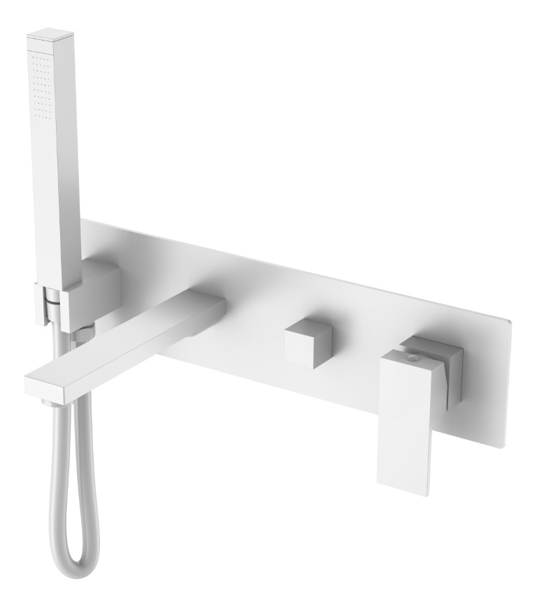 Фото Смеситель для ванны Boheme Qubic 474-2-MW белый матовый