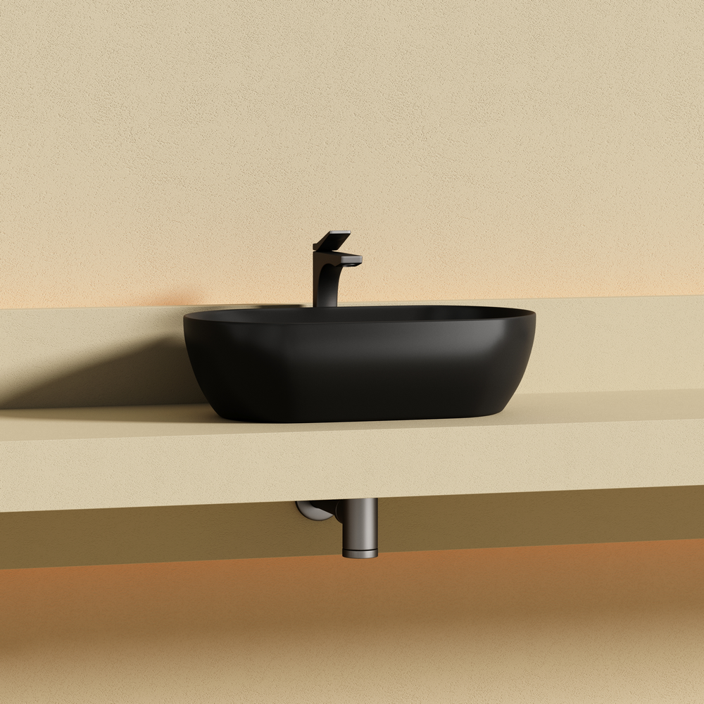 Фото Раковина Ceramicanova Twist CN12001MB накладная 50 × 30 × 14 см, черный матовый