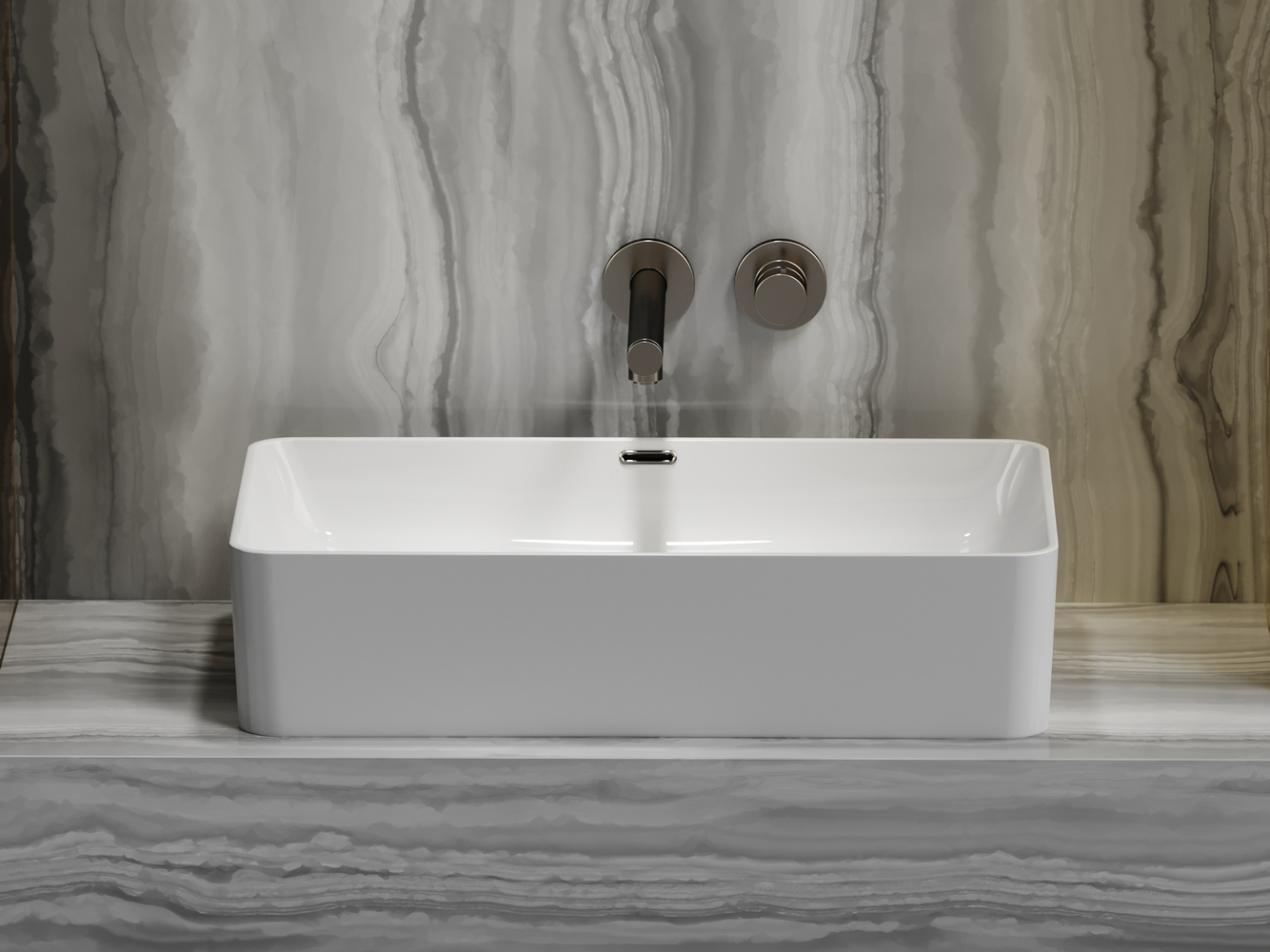 Фото Раковина Ceramicanova Element CN6065 накладная 60,5 × 38,5 × 14 см, белый глянцевый