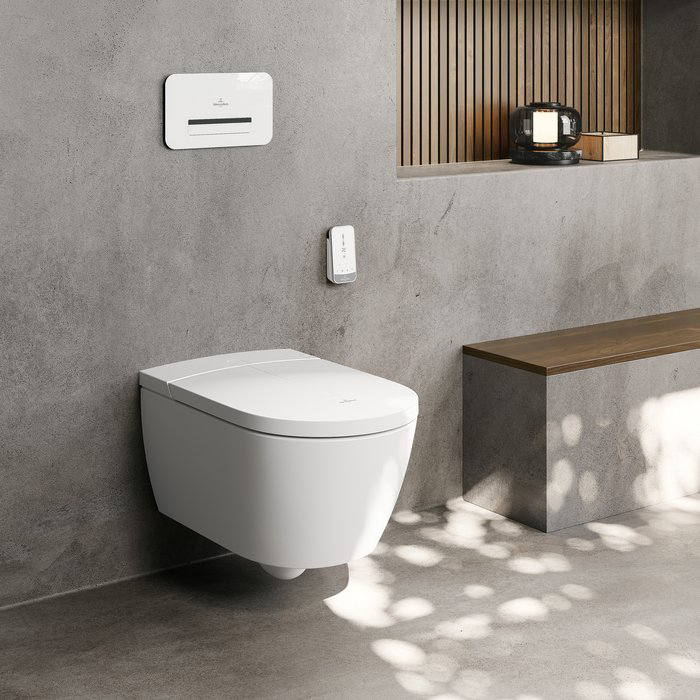 Фото Унитаз-биде подвесной Villeroy & Boch Viclean V0E200R1, с сиденьем, белый глянцевый