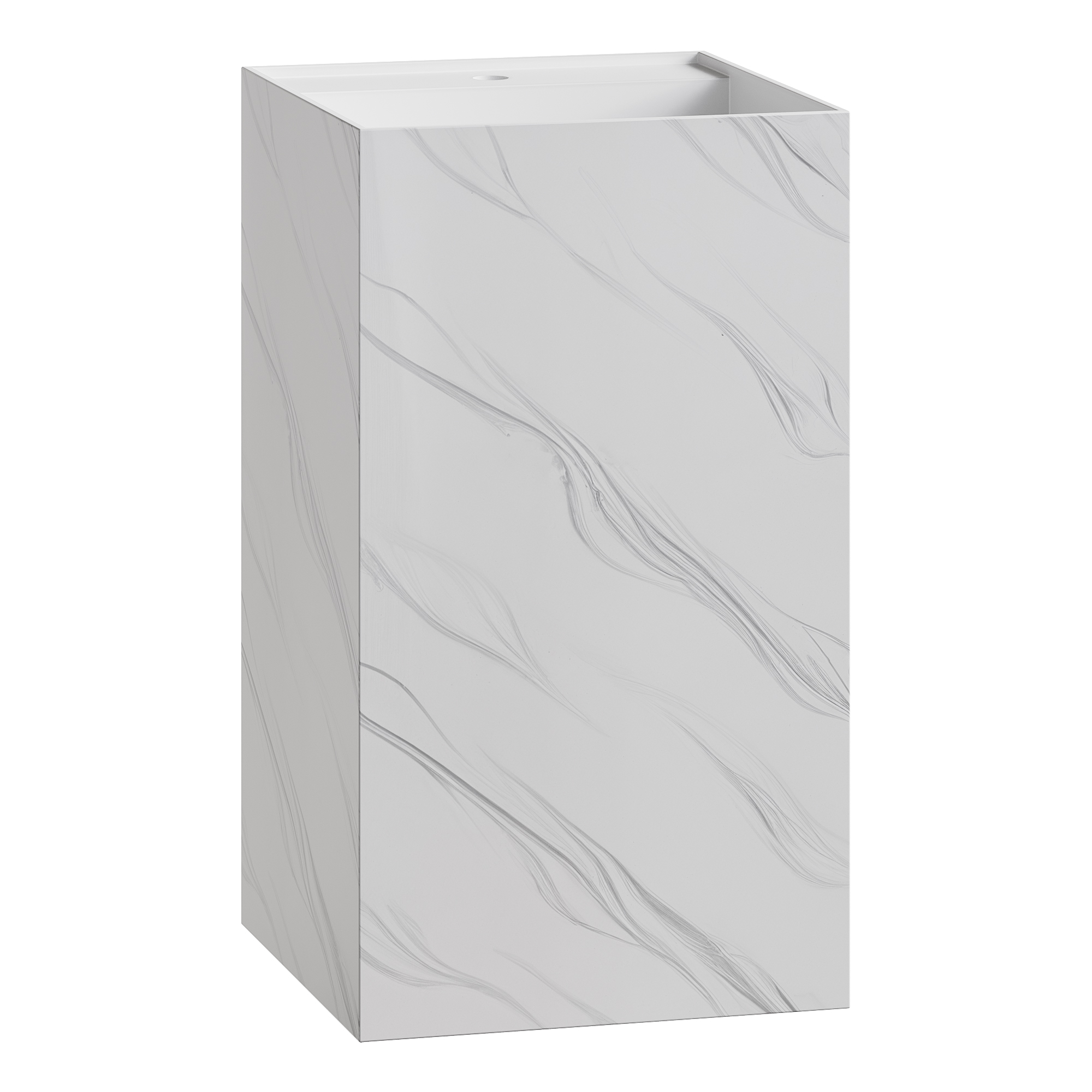 Фото Раковина Boheme Cube 802-CLCT напольная квадратная 48×48×85 см, Calacatta (белый с мраморным рисунком)