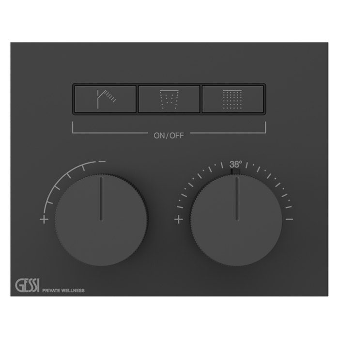 Фото Смеситель Gessi Hi-Fi 63006#299 для душа термостат с переключателем на 3 потока, черный матовый