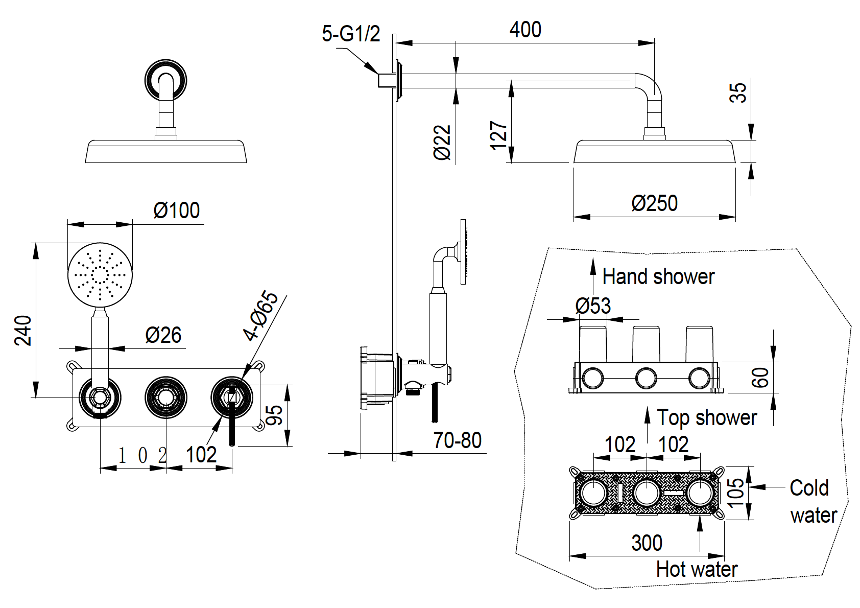 Фото Душевая система Boheme Eterna 174-BR бронза